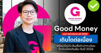 Good Money เผยผลการดำเนินงานปี 2025 เติบโตต่อเนื่อง พร้อมเตรียมเปิดตัว “สินเชื่อจำนำทะเบียน กู๊ดมันนี่รถเติมฝัน” ต้นปี 2026 Good Money