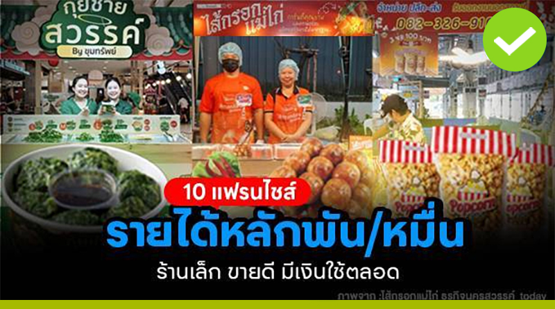 10 แฟรนไชส์ รายได้หลักพัน/หมื่น ร้านเล็กขายดี มีเงินใช้ตลอด 10 แฟรนไชส์ รายได้หลักพัน